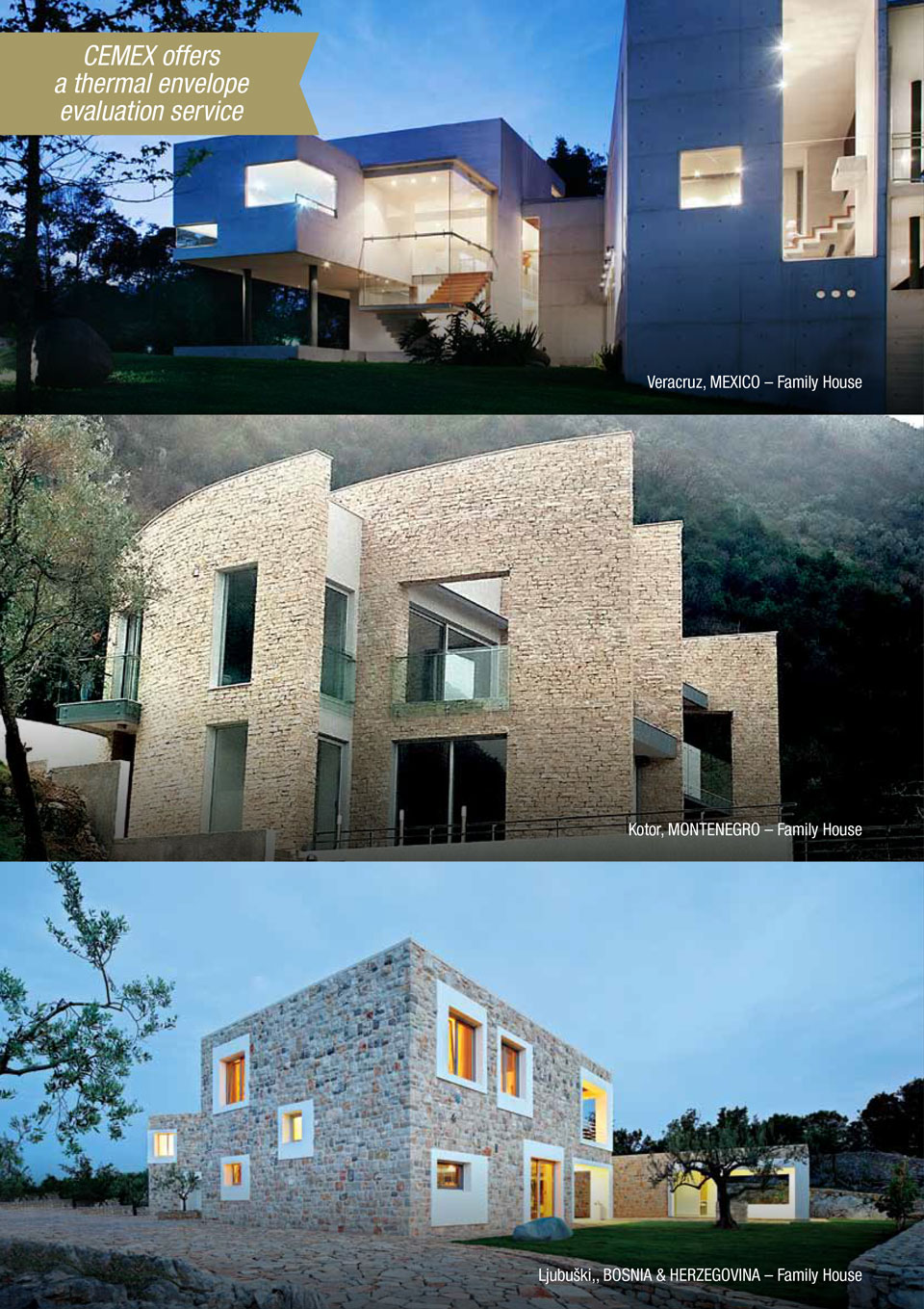 An image showing some of the projects CEMEX has done with the Energy Efficient Housing solution.