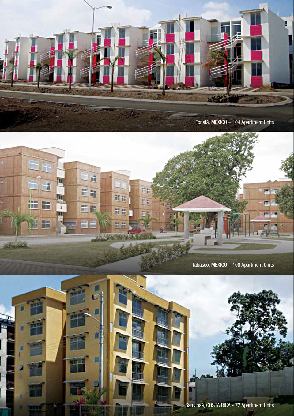 An image showing some of the projects CEMEX has done with the Vertical Housing solution.